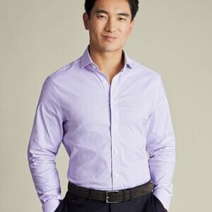 Charles Tyrwhitt Lilac Checkered Extra Slim Fit Button Down